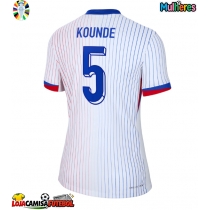 Camisa de Futebol França Jules Kounde #5 Equipamento Secundário Mulheres Europeu 2024 Manga Curta
